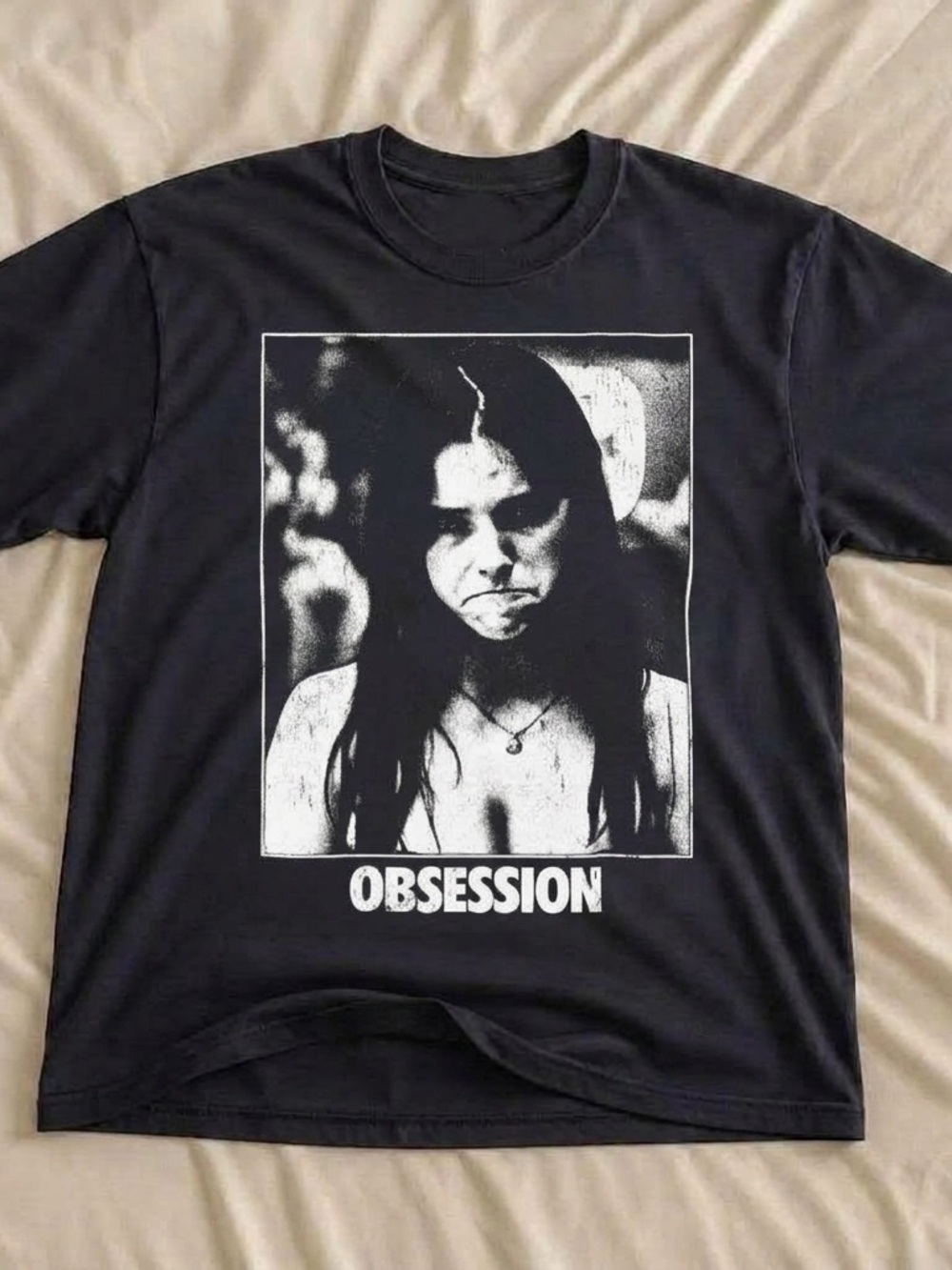 Obsession Shirt, Grunge Minimal Graphic Black Tee Unisex